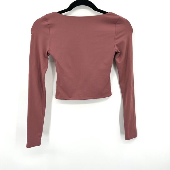 ARITZIA Babaton Mauve Rose Pink Contour Square Neck Long Sleeve Crop Top Size XS - Picture 2 of 7